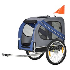 Pet Bike Trailer for Dogs Blue/Grey Cart with Off-Road Wheels 3 Entrances  Mesh