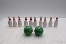 MINI BOWLING BALL SET FOR DESK OR TABLETOP 2GREEN BALLS 10 PINS