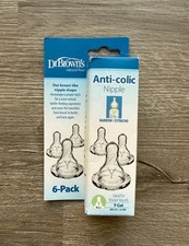 Dr Brown's Natural Flow Anti-Colic Nipple 6-Pack Narrow Y-Cut 9m Nipples 6pk