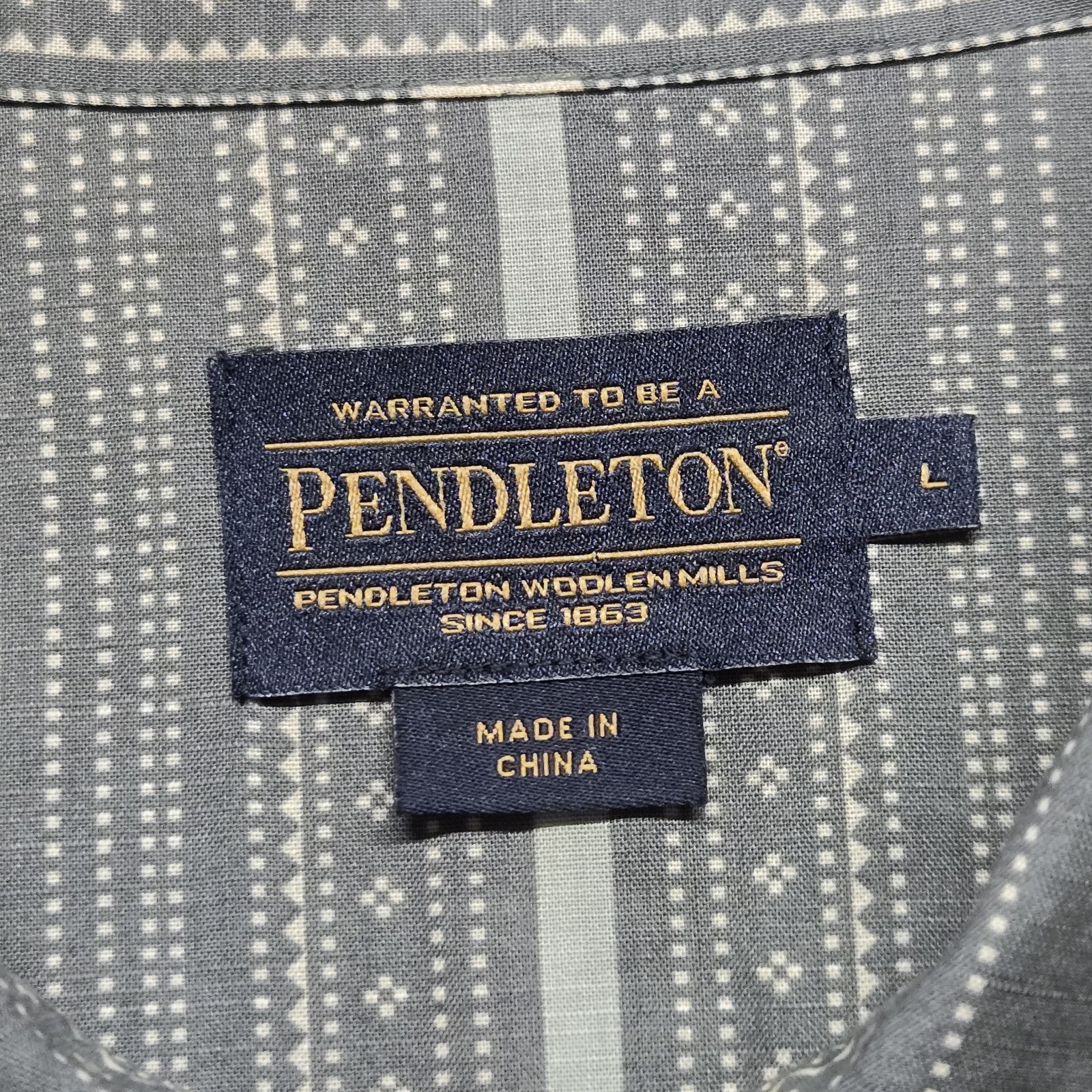pendleton button up gray  cream pattern shirt siz… - image 4