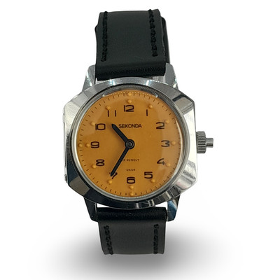 Sekonda UdSSR mechanische gelbes Zifferblatt Uhr Brailleschrift
