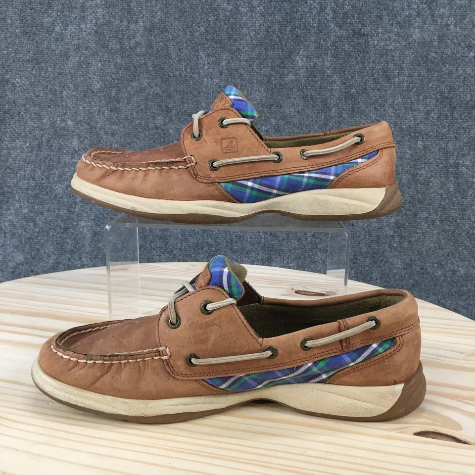Zapatos Sperry para mujer 8M barco cuero marrón sin cordones sin usar, puntera informal con cordones cómodos Foto 2 de 4