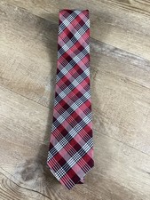 Mens Red  Black Plaid Silk Tie Classic Checkered Design office work casual NWOT