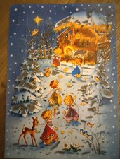 Ancien Calendrier de l'avent - Noël Allemagne - Paillettes - Made by Kruger