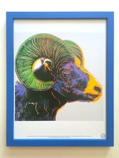 ANDY WARHOL ESTATE RARE VINTAGE 1989 FRAMED LITHOGRAPH PRINT "BIGHORN RAM" 1983