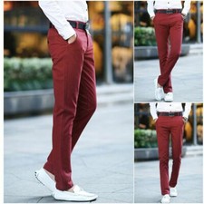 Mens Pencil Pants Trousers Slim Fit Skinny Casual Jeans Denim Multicolor Pants