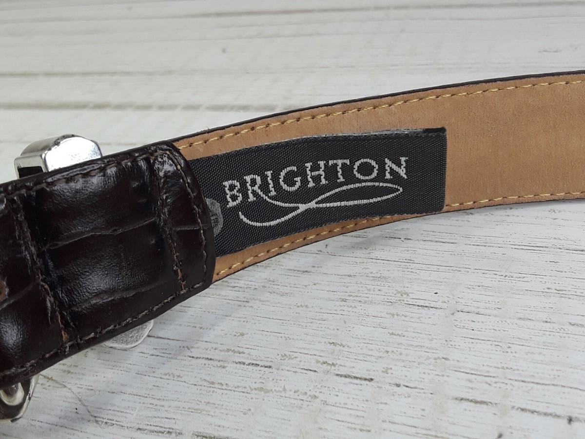 Brighton Brown Leather Belt Croc Embossed Western Buckle 