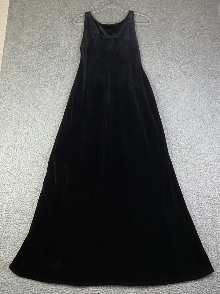 Vintage 90s CYKXTEES Velvet Black Crimson Red Maxi Dress Steampunk Gothic L EXC - Image 2 of 4