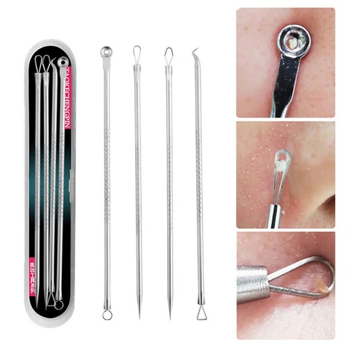 4 Blackhead Remover Tool Kit Spot Acne Pimple Comedone Extractor Popper Comedon