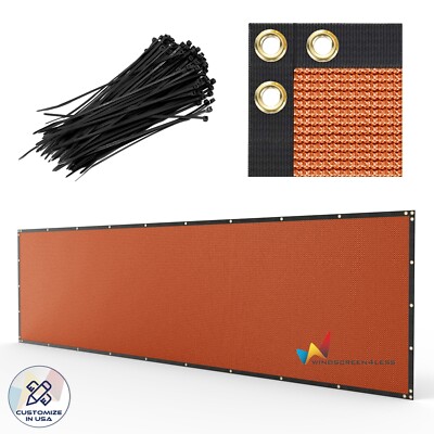 13ft orange Fence Privacy Screen Commercial 95% Blockage Mesh Fabric w/Gromment