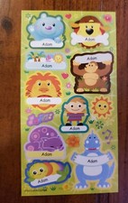 Adam Personalized Name Animal Stickers 7 sheets