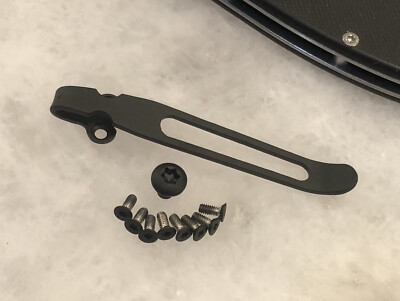 Black Titanium Deep Pocket Clip & Stainless Screws Set For Ontario Rat 2 Knife