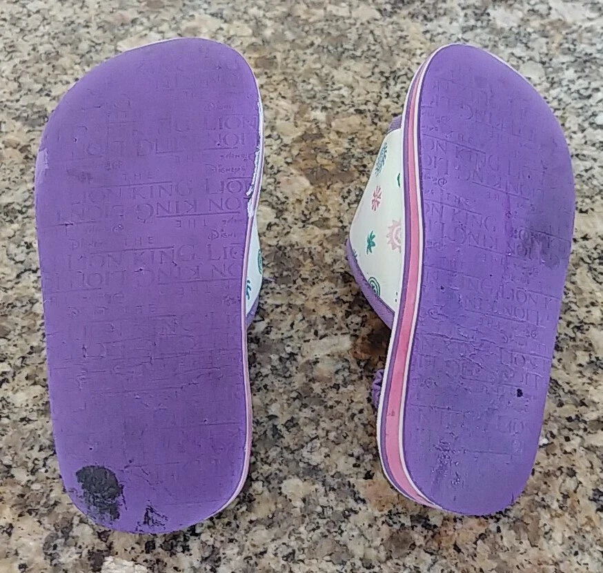 Disney Girls Lion King White Lavender Sandals Flip Flops Size 6-7 - Image 4 of 4