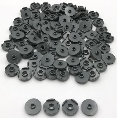 Lego 100 New Dark Bluish Gray Tiles Round 2 x 2 with Open Flat Smooth Pieces