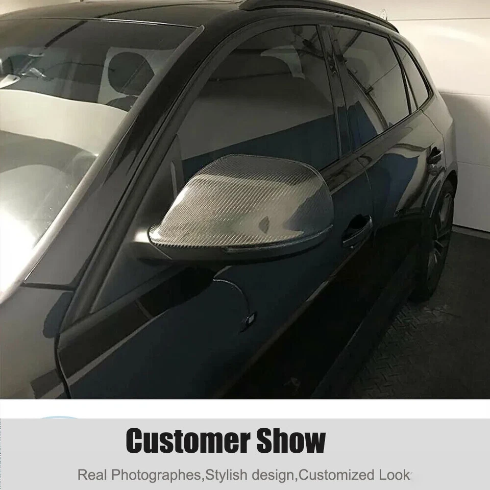 Capa de espelho lateral de fibra de carbono para Audi Q5 SQ5 09-17 Q7 SQ7 09-15 com assistência de pista - Imagem 2 de 4