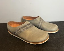 CHACO Castlerock Women’s US 7 Gray Leather Slip On Loafer Clog Mule
