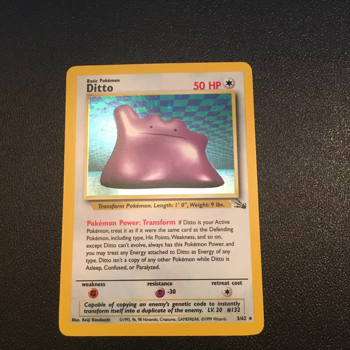 Ditto Holofoil 3/62 Fossil Set Rare Pokemon Card REAL CARD 