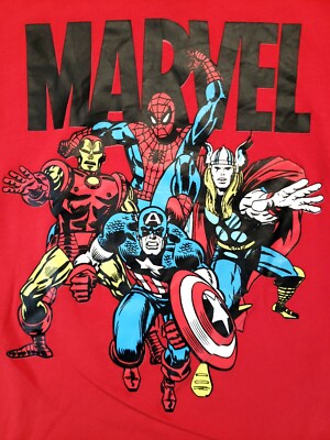 Marvel Super Heroes Screen Print Graphic Women Size Small Red T