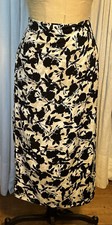 Sag Harbor Womens Blk/white/beige Faux Wrap Floral Midi Skirt Sz PL Used