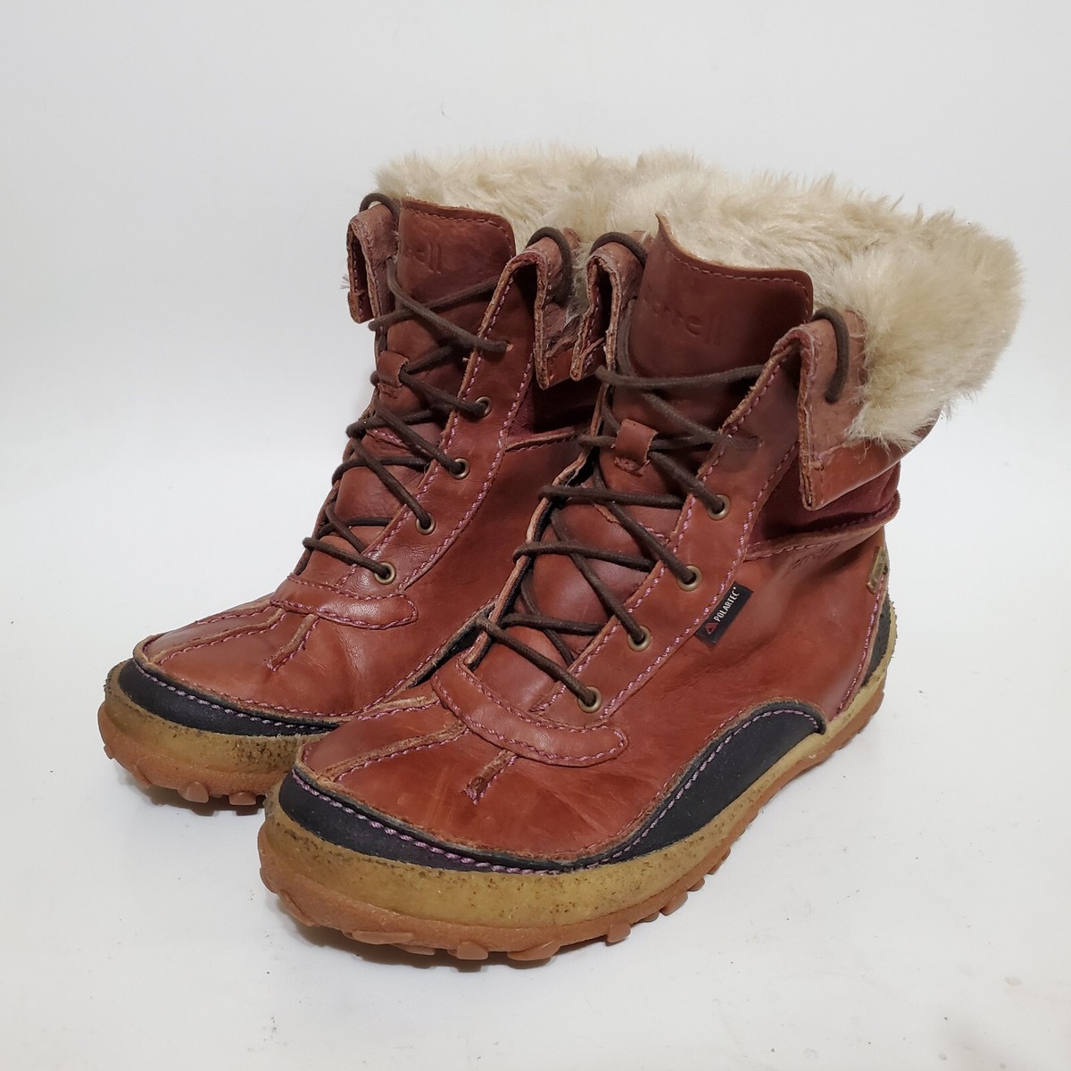 Merrell brown waterproof winter boots Merrell Brown Waterproof Faux Fur Trim Pull On Ankle Snow  main image 2