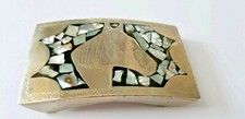 Silver and Abalone Horse Head Mexico Belt Buckle
