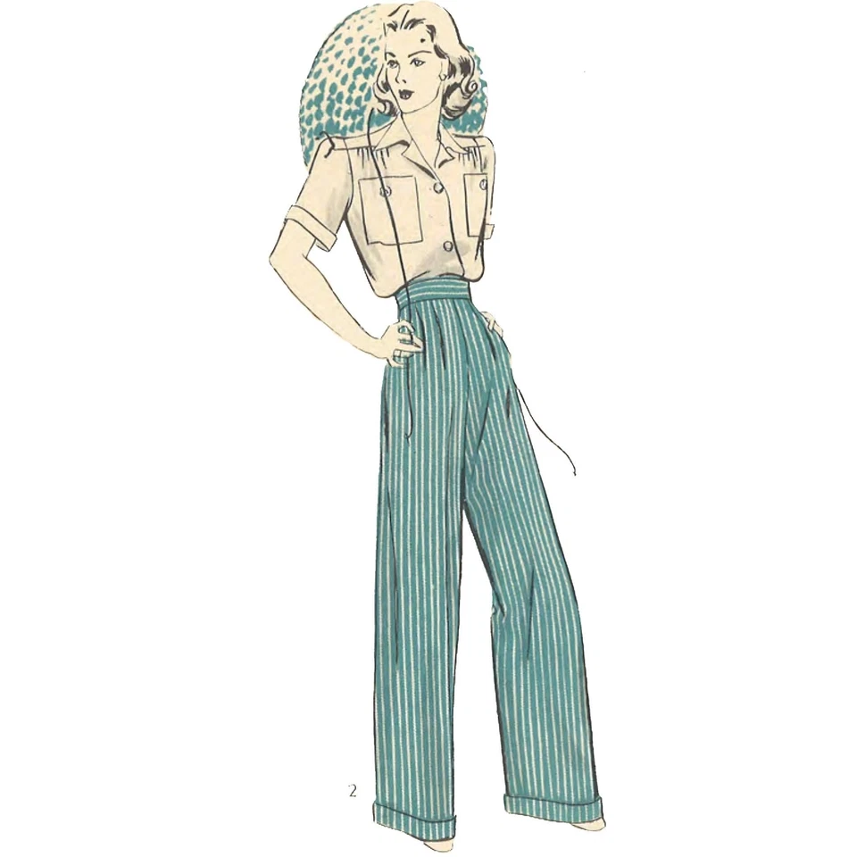 1940's Sewing Pattern: Shirt & Slacks - Bust=34” (76cm) - Image 2 of 3