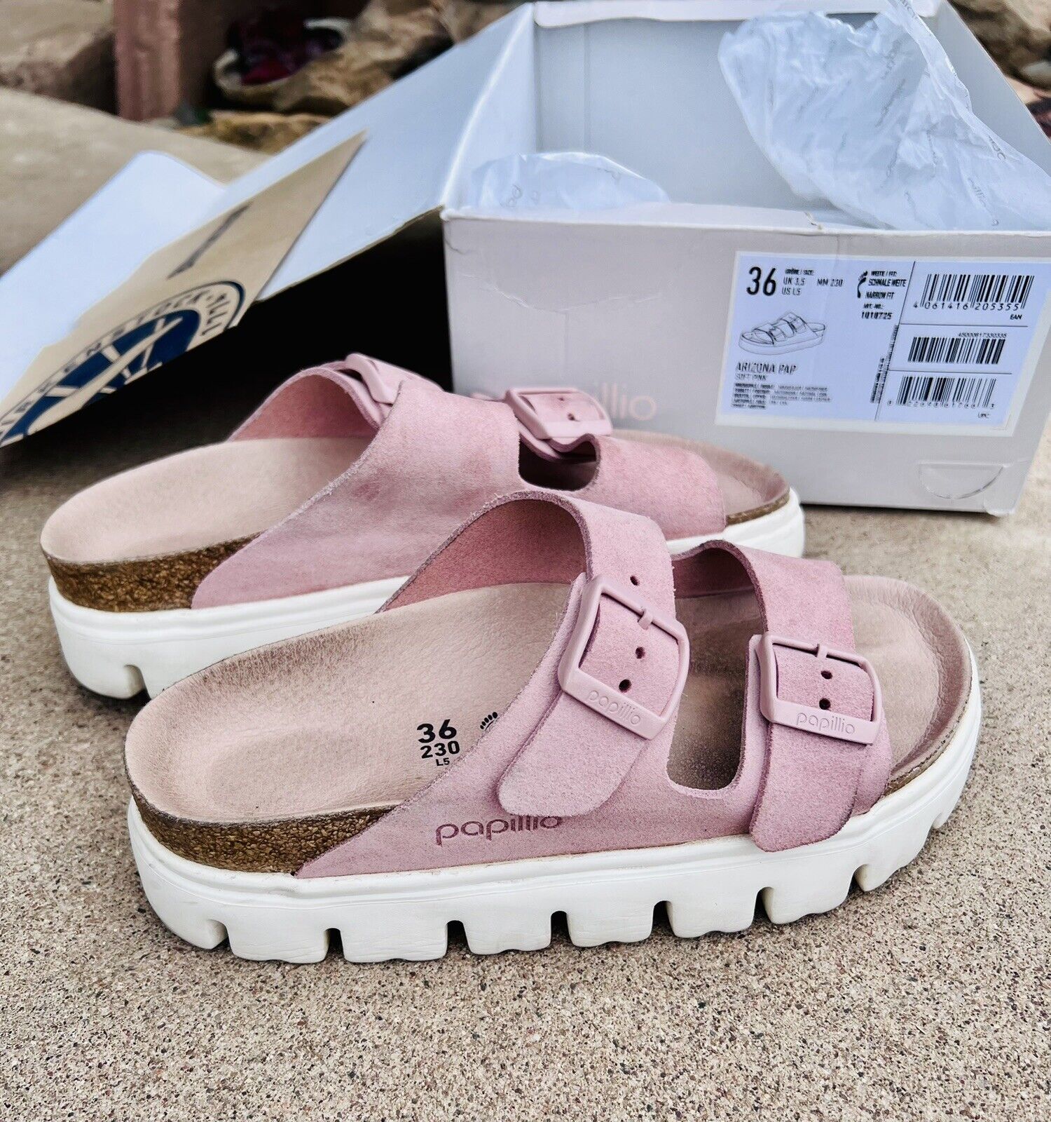 Papillio Birkenstock Arizona Chunky Soft Pink Slide Sandal Women's Size 36 | eBay