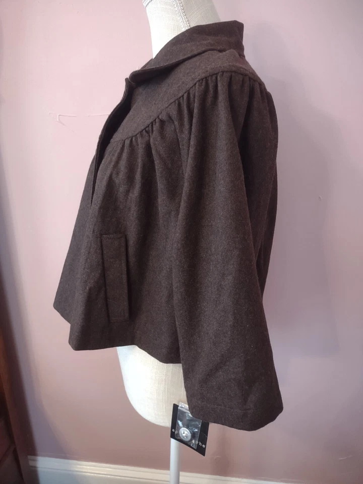 NWT / NOS Vintage  Apostrophe Brown Wool Silk Blend Swing Jacket Women's Medium - Image 4 of 4