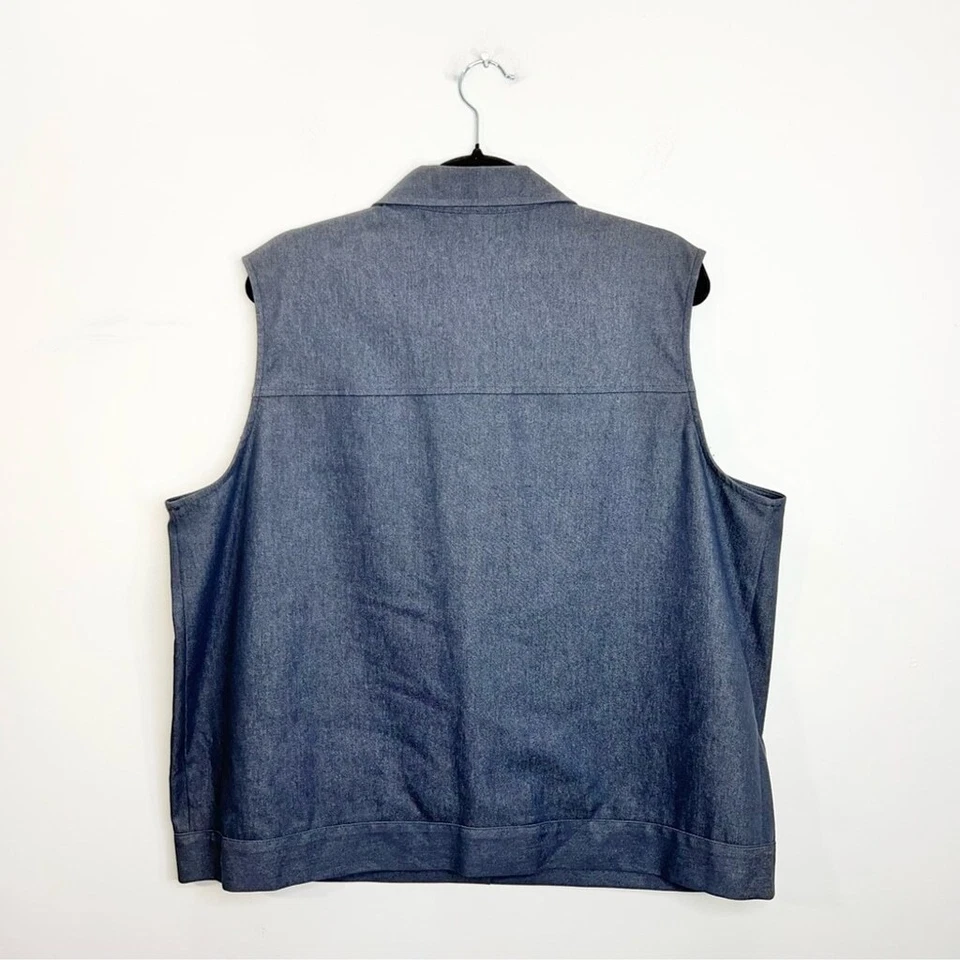 Vintage 90s dark wash boxy sleeveless denim vest - Image 3 of 4