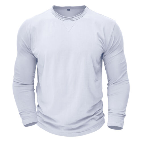 T-shirt uomo slim fit manica lunga girocollo casual elasticizzata blusa autunno - Foto 9 di 61