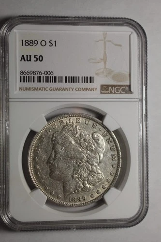 1889 O Morgan Silver Dollar AU50 NGC #006