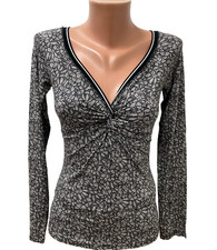 MARC CAIN Size N3 DE 38 - S Women's Blouse Top Long Sleeve Black Beige