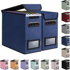 File Organizer Box with Lid, Collapsible File Folder Organizer with Plastic