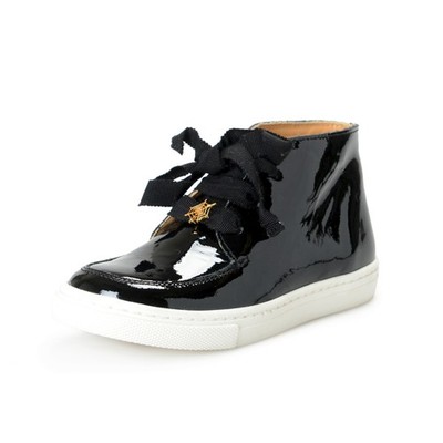 Charlotte Olympia Girls ''INCY TRISTA'' Black Patent Leather Ankle Boots Shoes