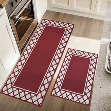 Washable Kitchen Rugs Sets of 2 Non-Slip Kitchen Mats for Floor Absorbent Kit...