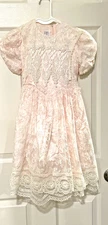Vintage Jessica McClintock Gunne Sax Pink White Lace Victorian Dress Girls Sz 6