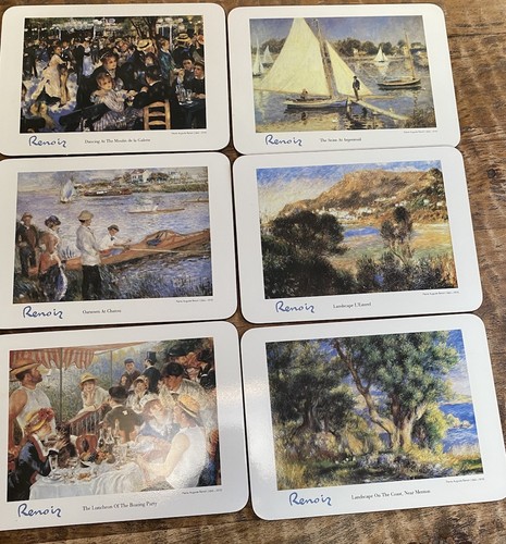 Jason Cork Back Placemats Renoir Set of 6 Famous Paintings - Picture 2 of 6