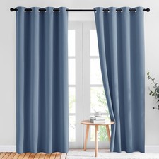Stone Blue Blackout Curtains for Living Room 84 Inches Long - Thermal Insulated
