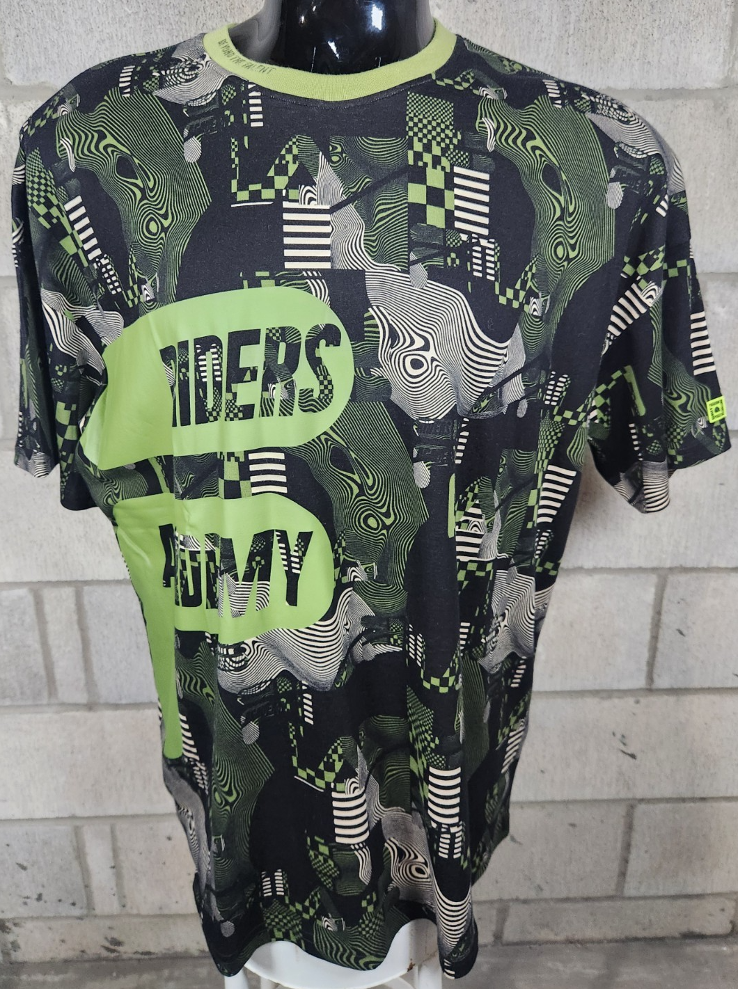 T shirt uomo Fila Riders Academy VR46 verde stampa all over con etichetta taglia XXL