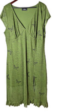 Cider Forest Moss Green Femme Dress 2XL Dark Fairycore Partly Sheer St Patricks