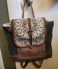 Myra Bag Western Boho Backpack Purse Canvas Leather Daisy Delight Boutique