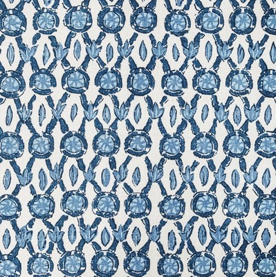 BRUNSCHWIG & FILS STOFF 'GALON PRINT - BLAU' 2,4 METER - 100% BAUMWOLLE
