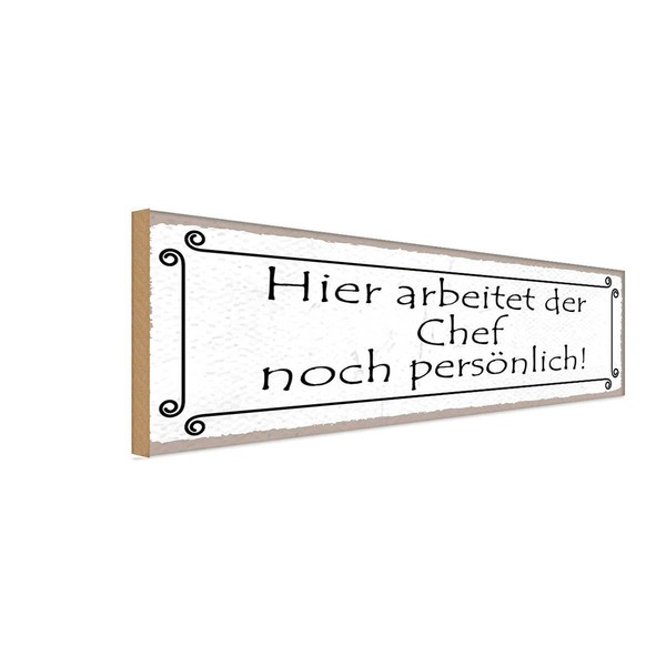 Holzschild 10X27 Cm Hier Arbeitet Chef PersöNlich Beruf Arbeit Deko Geschenk Hol-image