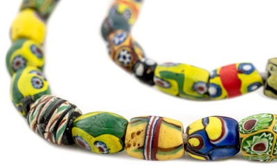 Oval Antique Venetian African Millefiori Trade Beads #15827 10mm Ivory Coast