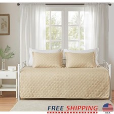 Twin Daybed Cover Set 3-Piece Microfiber Geometric Soft Lightweight W/ Shams New