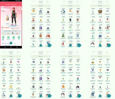Pokémon Acc Go - Lvl46 - 5 Shiny - 1 Legendary