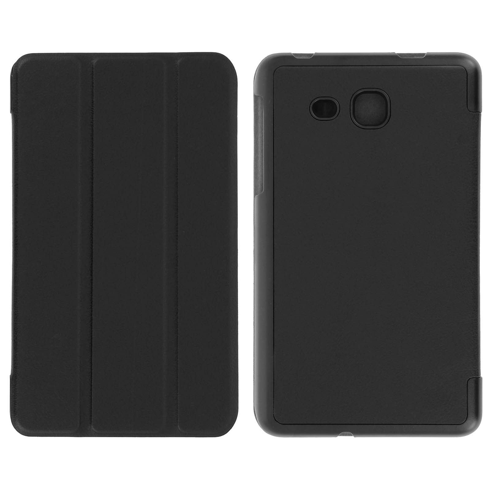 Coque Galaxy Tab A7 2016 à triple support rabattable en simili cuir noir slim