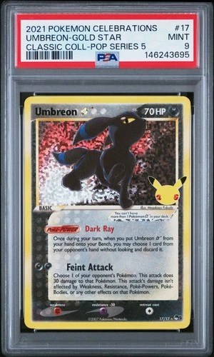 2021 POKEMON CELEBRATIONS CLASSIC COLLECTION #17 UMBREON-GOLD STAR PSA 9