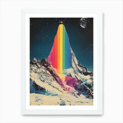 Regenbogen Berg Kunstdruck gerahmt Wandbild Poster Leinwanddruck Bild