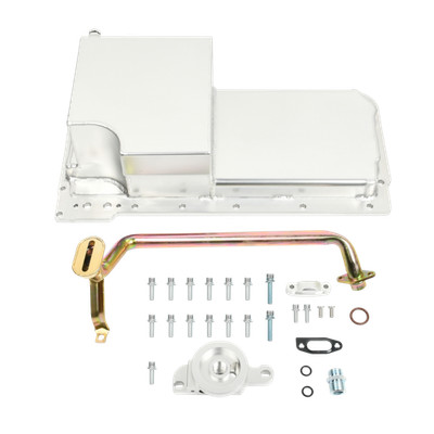 Rear Sump LS Light Fabricated Oil Pan w/Oil Filter Adapter Polished Aluminum